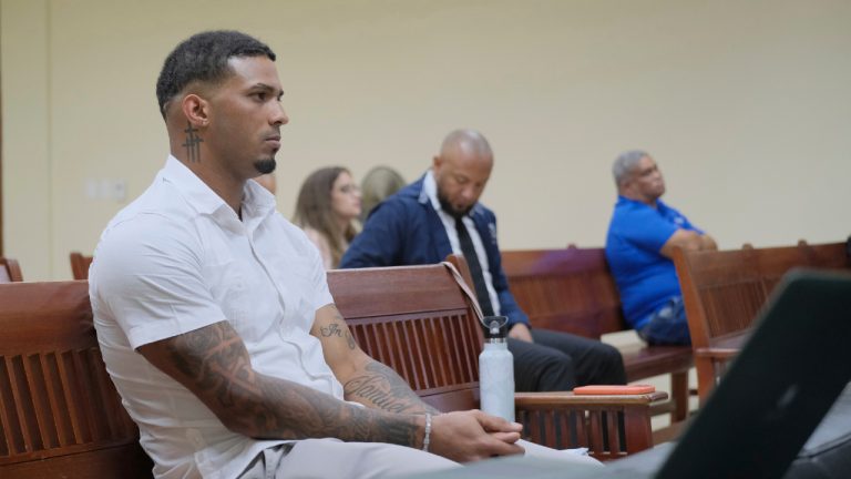 Tampa Bay Rays shortstop Wander Franco sits in court during his trial on charges of sexually abusing a minor, in Puerto Plata, Dominican Republic, Monday, June 2, 2025. (Ricardo Hernandez/AP)