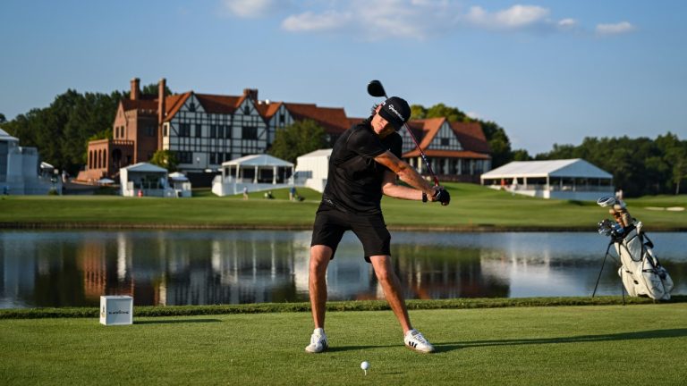 Mac Boucher plays a shot during the 2024 Creator Classic at East Lake Golf Club. (Keyur Khamar/PGA TOUR via Getty)