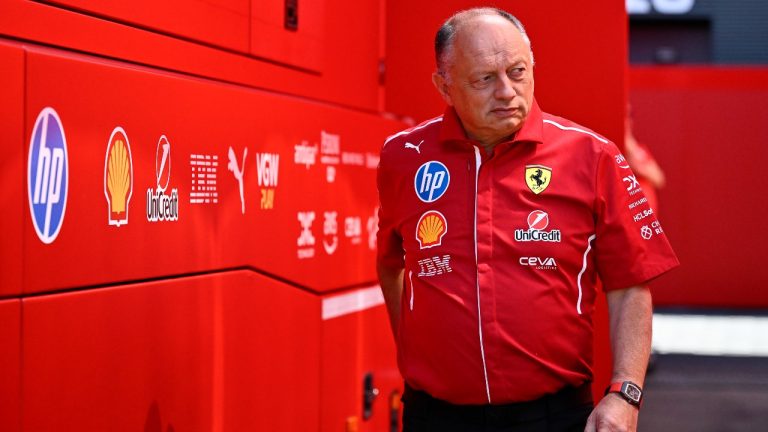 Ferrari team principal Fred Vasseur walks through the paddock at the Hungaroring racetrack, in Mogyoród, Hungary, Thursday, July 31, 2025, ahead of the Hungarian Formula One Grand Prix. (Denes Erdos/AP)