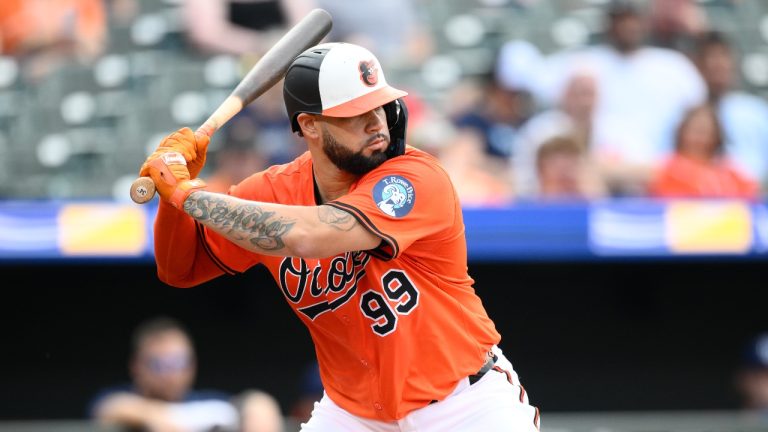 Baltimore Orioles' Gary Sanchez in action during a baseball game against the Tampa Bay Rays, Saturday, June 28, 2025, in Baltimore. (Nick Wass/AP)