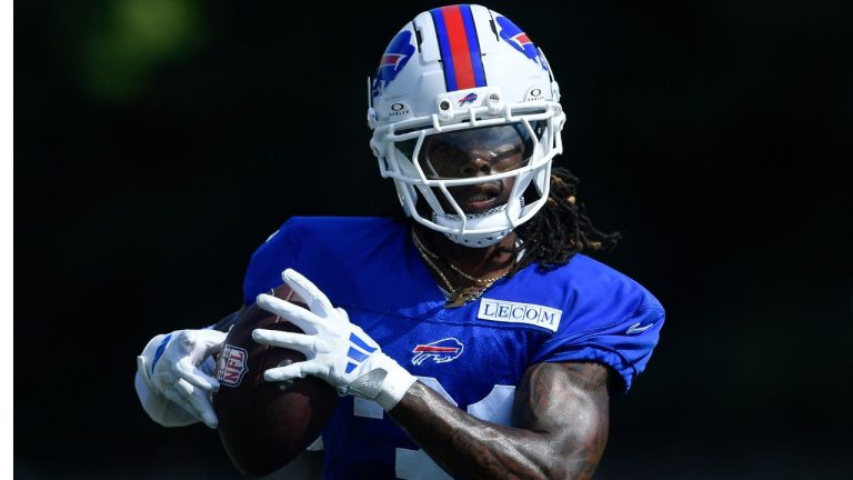 Buffalo Bills cornerback Maxwell Hairston (31) runs a drill during practice at the team's NFL football training camp, Sunday, July 27, 2025, in Pittsford, N.Y. (Adrian Kraus/AP Photo)
