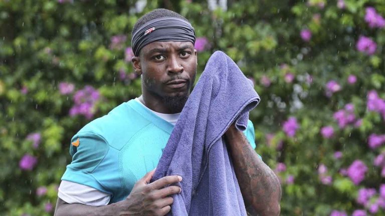 Miami Dolphins cornerback Kader Kohou walks from practice at the NFL football team's training camp. (Lynne Sladky/AP)