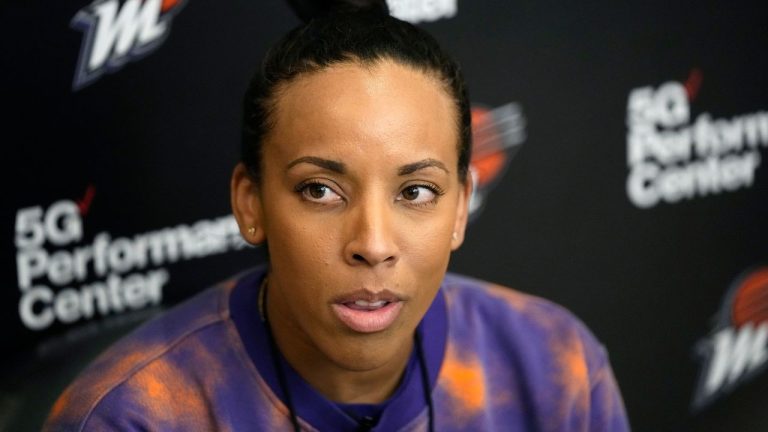 Phoenix Mercury WNBA basketball team interim head coach Nikki Blue speaks during a news conference Monday, June 26, 2023, in Phoenix. (Ross D. Franklin/AP)