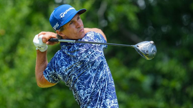 Thorbjorn Olesen hits off the ninth hole during the first round of the Charles Schwab Challenge golf tournament at Colonial Country Club in Fort Worth, Texas, Thursday, May 22, 2025. (LM Otero/AP Photo)