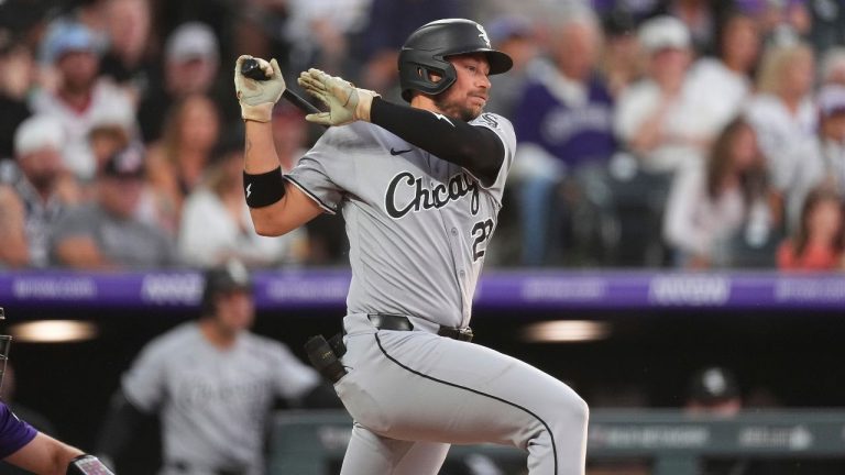 Chicago White Sox first baseman Ryan Noda (29) in the fourth inning of a baseball game Saturday, July 5, 2025, in Denver. (David Zalubowski/AP)
