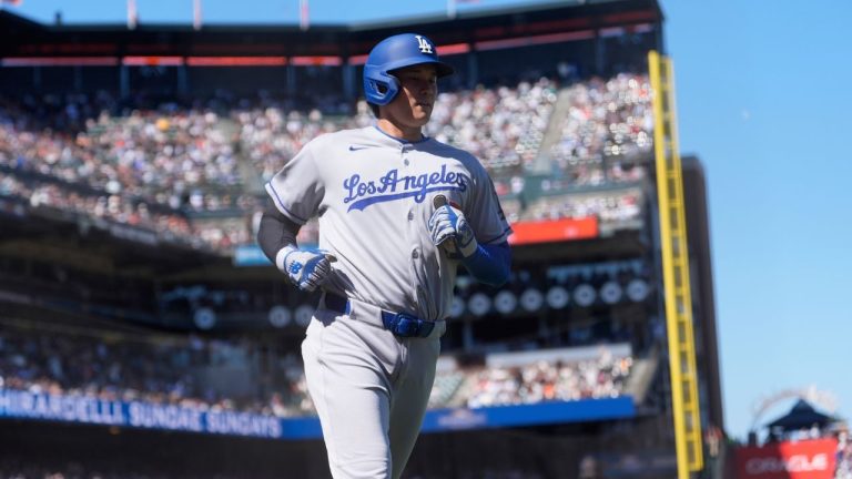 Los Angeles Dodgers' Shohei Ohtani scores against the San Francisco Giants during the 11th inning of a baseball game in San Francisco, Sunday, July 13, 2025. (Jeff Chiu/AP)