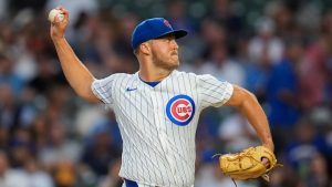Chicago Cubs starting pitcher Jameson Taillon throws against the Milwaukee Brewers during the first inning of the second game of a split doubleheader Tuesday, Aug. 19, 2025, in Chicago. (Erin Hooley/AP)