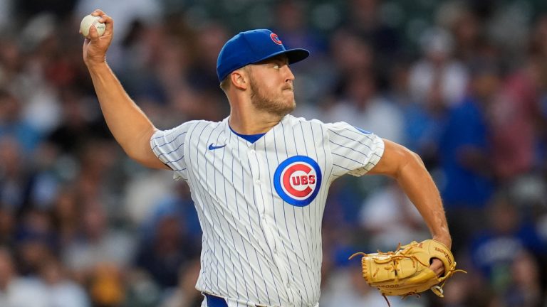 Chicago Cubs starting pitcher Jameson Taillon throws against the Milwaukee Brewers during the first inning of the second game of a split doubleheader Tuesday, Aug. 19, 2025, in Chicago. (Erin Hooley/AP)