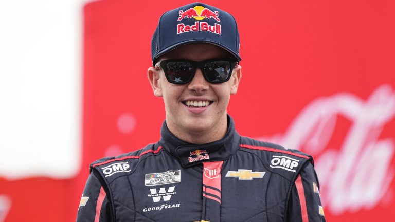 Connor Zilisch smiles prior to a NASCAR Cup Series auto race at Charlotte Motor Speedway, May 25, 2025, in Concord, N.C. (Matt Kelley/AP)