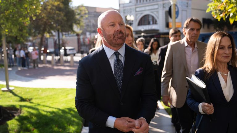 Mathew Bowyer, a Southern California bookmaker who took thousands of sports bets from the former interpreter for baseball star Shohei Ohtani, arrives at federal court for sentencing, Friday, Aug. 29, 2025, in Santa Ana, Calif. (Jae C. Hong/AP)