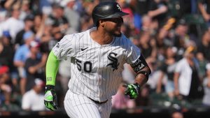 Chicago White Sox's Lenyn Sosa rounds the bases after hitting a solo home run during the eighth inning of a baseball game against the New York Yankees in Chicago, Sunday, Aug. 31, 2025. (Nam Y. Huh/AP)