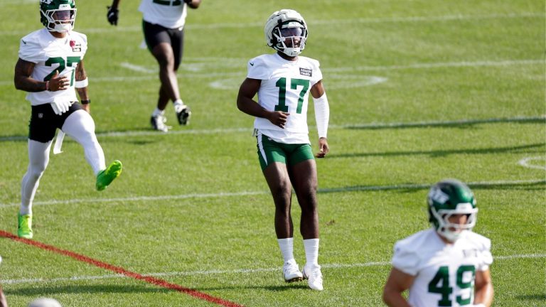 New York Jets cornerback Kris Boyd takes part in an NFL football training camp, July 23, 2025, in Florham Park, N.J. (Adam Hunger/AP)
