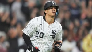 Chicago White Sox's Miguel Vargas rounds the bases after hitting a grand slam during the second inning of a baseball game against the New York Yankees in Chicago, Thursday, Aug. 28, 2025. (Nam Y. Huh/AP)