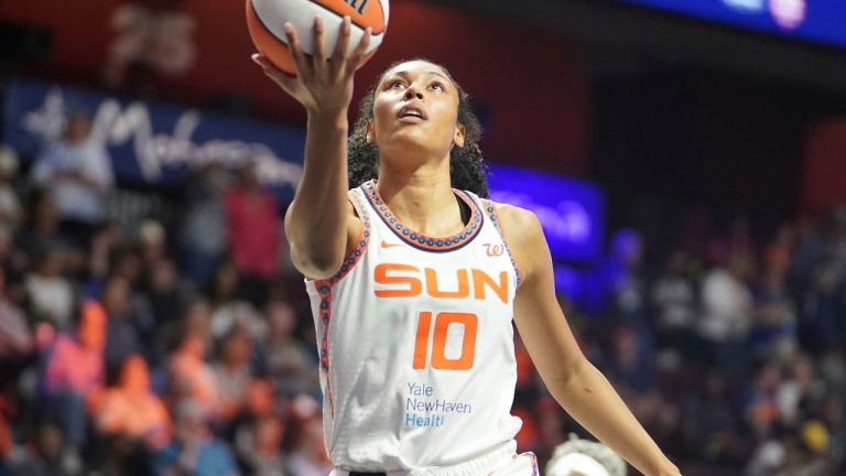 Connecticut Sun forward Olivia Nelson-Ododa (10) during a WNBA basketball game against the Washington Mystics in Uncasville, Conn., Sunday, May 18, 2025. (Vera Nieuwenhuis/AP)