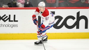 Montreal Canadiens right wing Ivan Demidov (93) in action in the third period of Game 5 of a first-round NHL hockey playoff series against the Washington Capitals Wednesday, April 30, 2025, in Washington. (Nick Wass/AP)