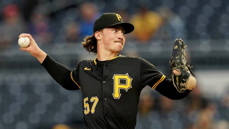 Pittsburgh Pirates pitcher Bubba Chandler delivers during the first inning of a baseball game against the Athletics, Saturday, Sept. 20, 2025, in Pittsburgh. (Matt Freed/AP)