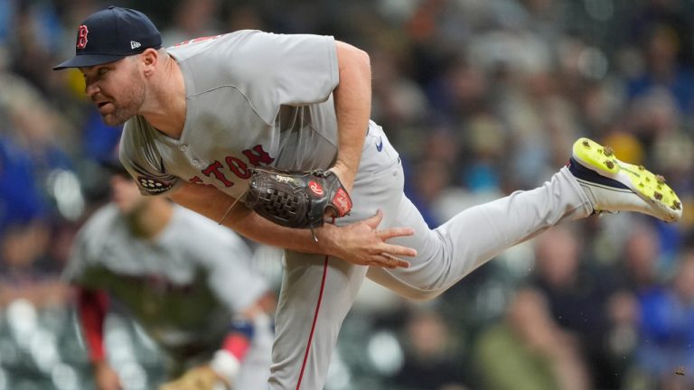 Boston Red Sox's Liam Hendriks pitches during a game against the Milwaukee Brewers, Tuesday, May 27, 2025, in Milwaukee. (Aaron Gash/AP)