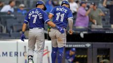 Blue Jays survive Bichette’s injury scare, but fall to Yankees after rain delay