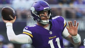 Minnesota Vikings quarterback Carson Wentz throws during the first half of an NFL game against the Cincinnati Bengals, Sunday, Sept. 21, 2025, in Minneapolis. (Matt Krohn/AP)