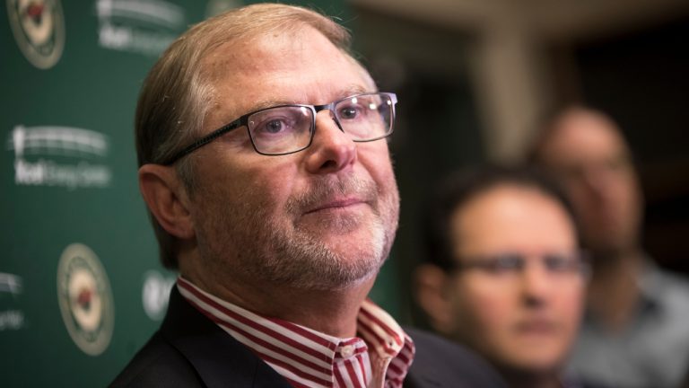 Minnesota Wild owner Craig Leipold speaks to the media at the Xcel Energey Center April 23, 2018, in St. Paul, Minn. (Renee Jones Schneider/Star Tribune via AP)