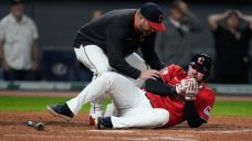 Guardians&#8217; Fry hospitalized after being hit in face by pitch during bunt