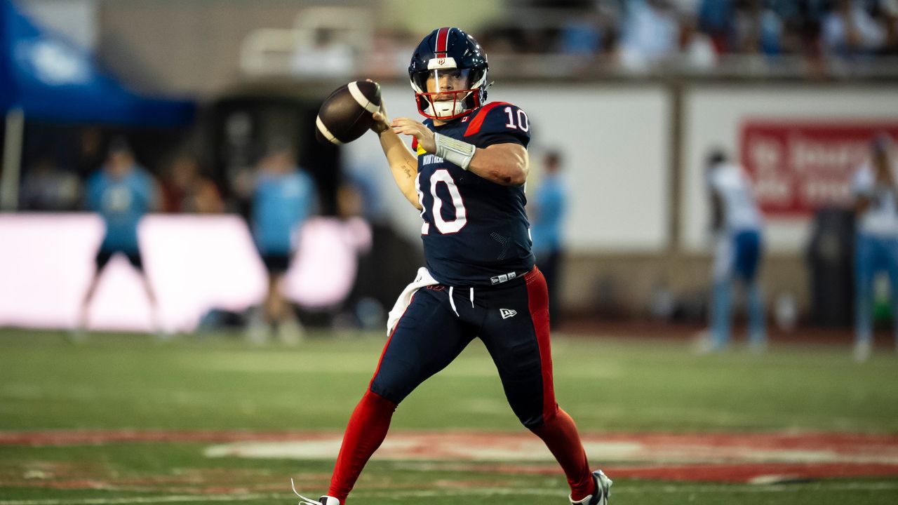 Davis Alexander takes starting quarterback reps at Alouettes practice