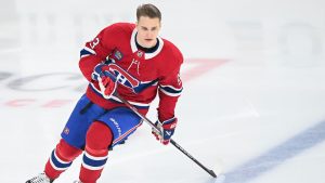 Montreal Canadiens' Ivan Demidov skates prior to an NHL game against the Chicago Blackhawks in Montreal, Monday, April 14, 2025. (Graham Hughes/CP)
