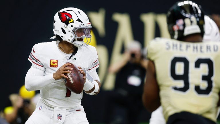 Arizona Cardinals quarterback Kyler Murray looks to pass the ball against the New Orleans Saints during the second half of an NFL football game Sunday, Sept. 7, 2025, in New Orleans. (Butch Dill/AP)