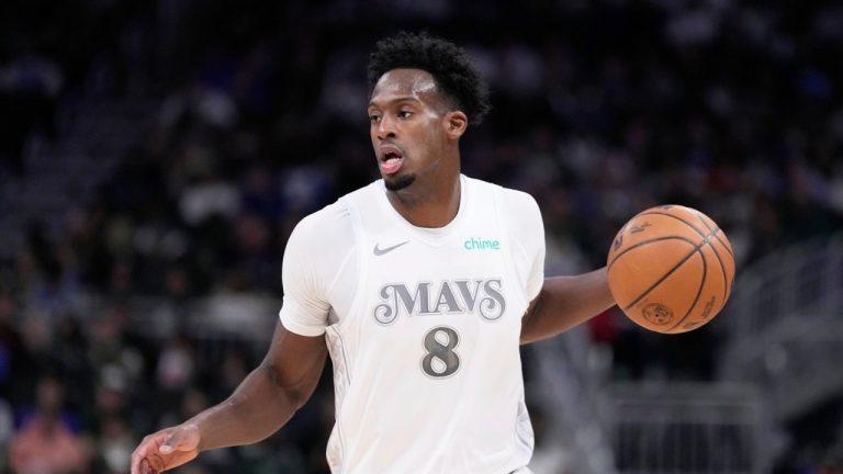 Dallas Mavericks' Olivier-Maxence Prosper during the first half of an NBA basketball game against the Milwaukee Bucks Wednesday, March 5, 2025, in Milwaukee. (Morry Gash/AP)