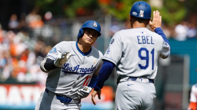 Los Angeles Dodgers' Shohei Ohtani runs the bases after hitting a home run off Baltimore Orioles pitcher Tomoyuki Sugano during the first inning of a baseball game, Sunday, Sept. 7, 2025, in Baltimore. (AP/Terrance Williams)