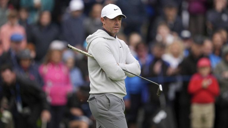 Rory McIlroy looks over a green during the Irish Open golf tournament, Thursday, Sept. 4, 2025, at The K Club in Staffan, Ireland. (Brian Lawless/PA via AP)

