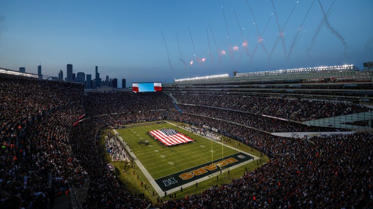 A general interior view of Soldier Field prior to an NFL football game between the Chicago Bears and Minnesota Vikings, Monday, Sept. 8, 2025, in Chicago. (Kamil Krzaczynski/AP)