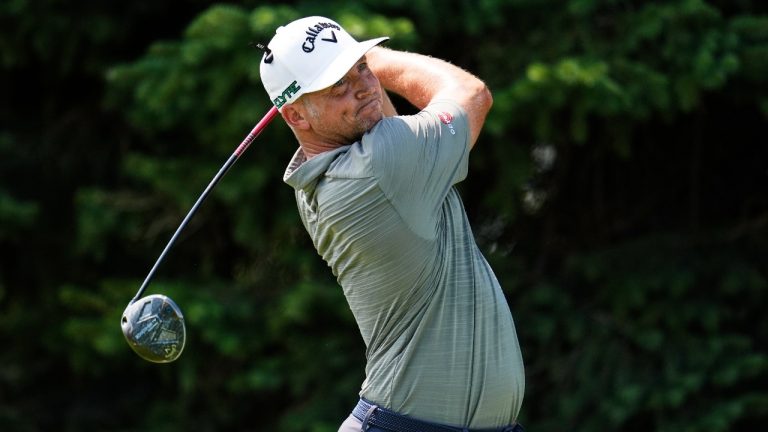 Alex Noren hits from the second tee during the final round of the 3M Open golf tournament at the Tournament Players Club Sunday, July 27, 2025, in Blaine, Minn. (Abbie Parr/AP)