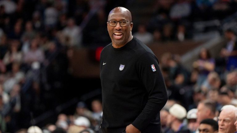 Sacramento Kings head coach Mike Brown is pictured in the first half of an NBA preseason basketball game against the Utah Jazz, Oct. 15, 2024, in Salt Lake City. (Spenser Heaps/AP)