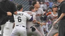 Three ejected after benches clear between Giants, Rockies