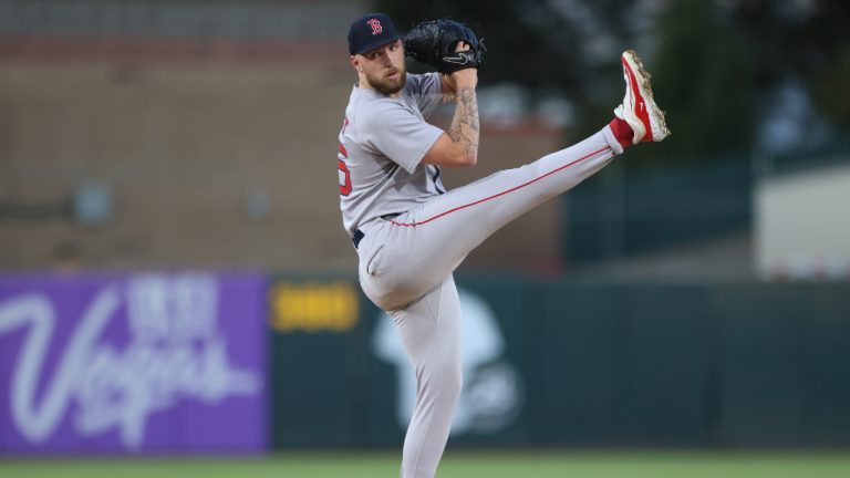 Boston Red Sox pitcher Garrett Crochet winds up to throw to an Athletics batter during the first inning of a baseball game Monday, Sept. 8, 2025, in West Sacramento, Calif. (Scott Marshall/AP)