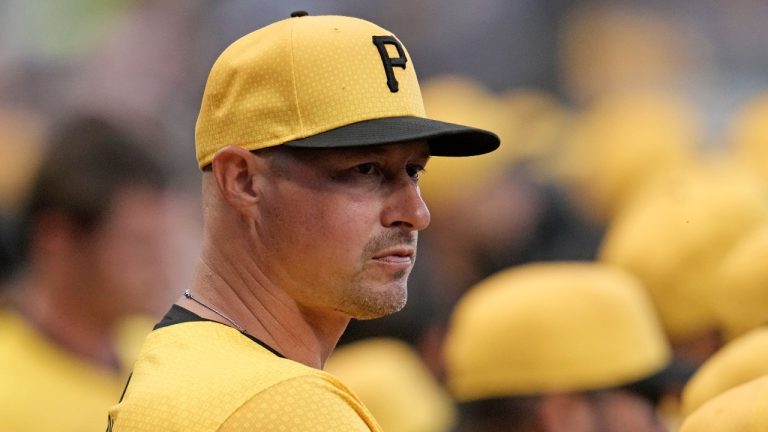 Pittsburgh Pirates manager Don Kelly stands on the dugout during the second inning of a baseball game against the Athletics in Pittsburgh, Friday, Sept. 19, 2025. (Gene J. Puskar/AP)