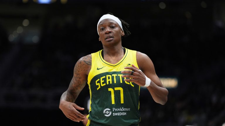 Storm Basketball
Seattle Storm guard Erica Wheeler in action against the New York Liberty during a WNBA basketball game Sunday, June 22, 2025, in Seattle. (Lindsey Wasson/AP)