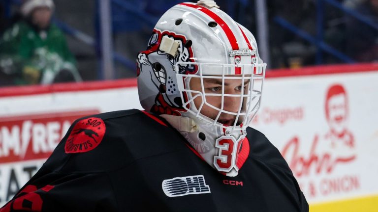 Landon Miller of the Soo Greyhounds. (Natalie Shaver/OHL Images)