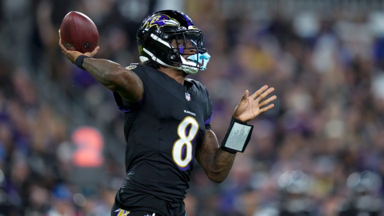 Baltimore Ravens quarterback Lamar Jackson throws a pass against the Detroit Lions during the second half of an NFL football game Monday, Sept. 22, 2025, in Baltimore. (Stephanie Scarbrough/AP)