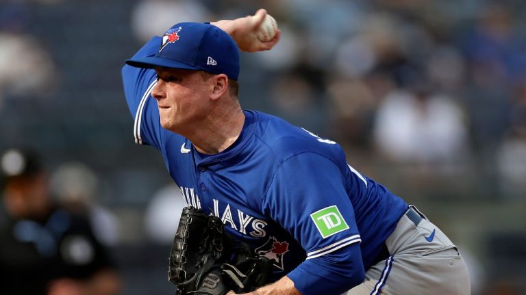 Toronto Blue Jays pitcher Louis Varland throws during the sixth inning of a baseball game against the New York Yankees Saturday, Sept. 6, 2025, in New York. (Adam Hunger/AP Photo)