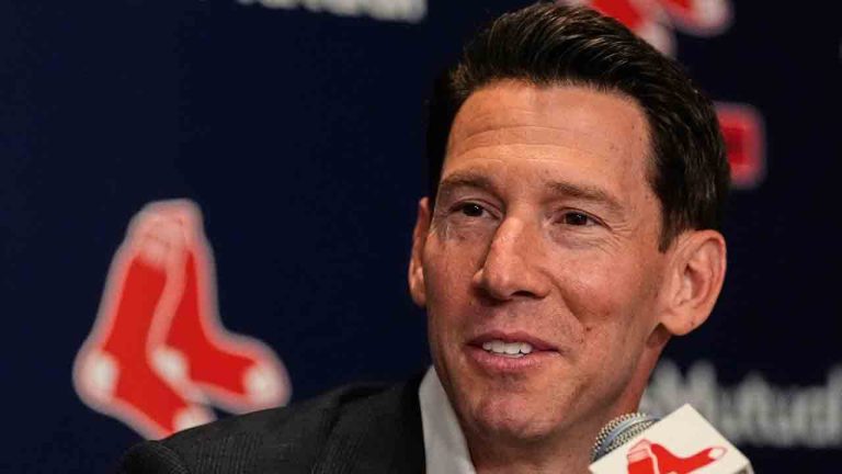 Boston Red Sox Chief Baseball Officer Craig Breslow answers a reporter's question at Fenway Park, Monday, Oct. 6, 2025, in Boston. (Charles Krupa/AP)