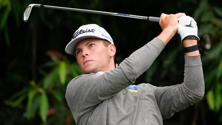 Michael Brennan watches his tee shot on the sixth hole during the first round of the U.S. Open golf tournament at Los Angeles Country Club on Thursday, June 15, 2023, in Los Angeles. (Lindsey Wasson/AP)