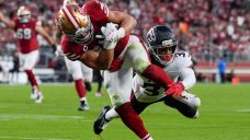 McCaffrey’s 2 TDs, 200 yards from scrimmage powers 49ers past Falcons