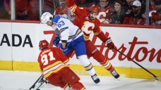 Flames fall in home opener as Blues capitalize in third