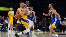Luka scores 43, but Warriors top Lakers in LeBron-less season opener