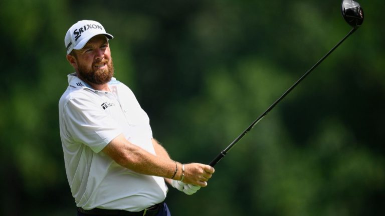 Shane Lowry, of Ireland, hits from the seventh tee during the first round of the BMW Championship golf tournament Thursday, Aug. 14, 2025, in Owings Mills, Md. (Nick Wass/AP)
