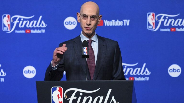 NBA commissioner Adam Silver speaks during a press conference, June 5, 2025, in Oklahoma City. (Nate Billings/AP)