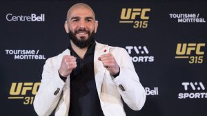 Canadian bantamweight contender Aiemann Zahabi poses after a press conference in Montreal on Wed., Feb. 26, 2025. (CP/Christinne Muschi)