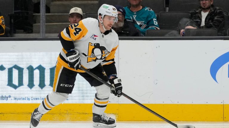 Pittsburgh Penguins defenceman Matt Grzelcyk during an NHL hockey game against the San Jose Sharks in San Jose, Calif., Monday, Jan. 27, 2025. (Jeff Chiu/AP)